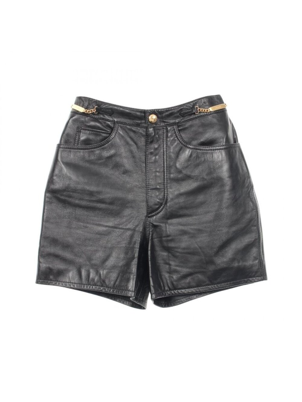 Celine Pants Triomphe Button Short Lambskin Leather Shorts
